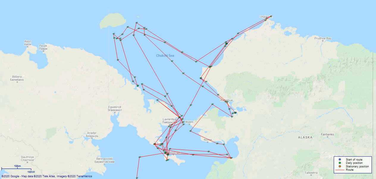 JP map USRC THOMAS CORWIN Bering and Chukchi Seas