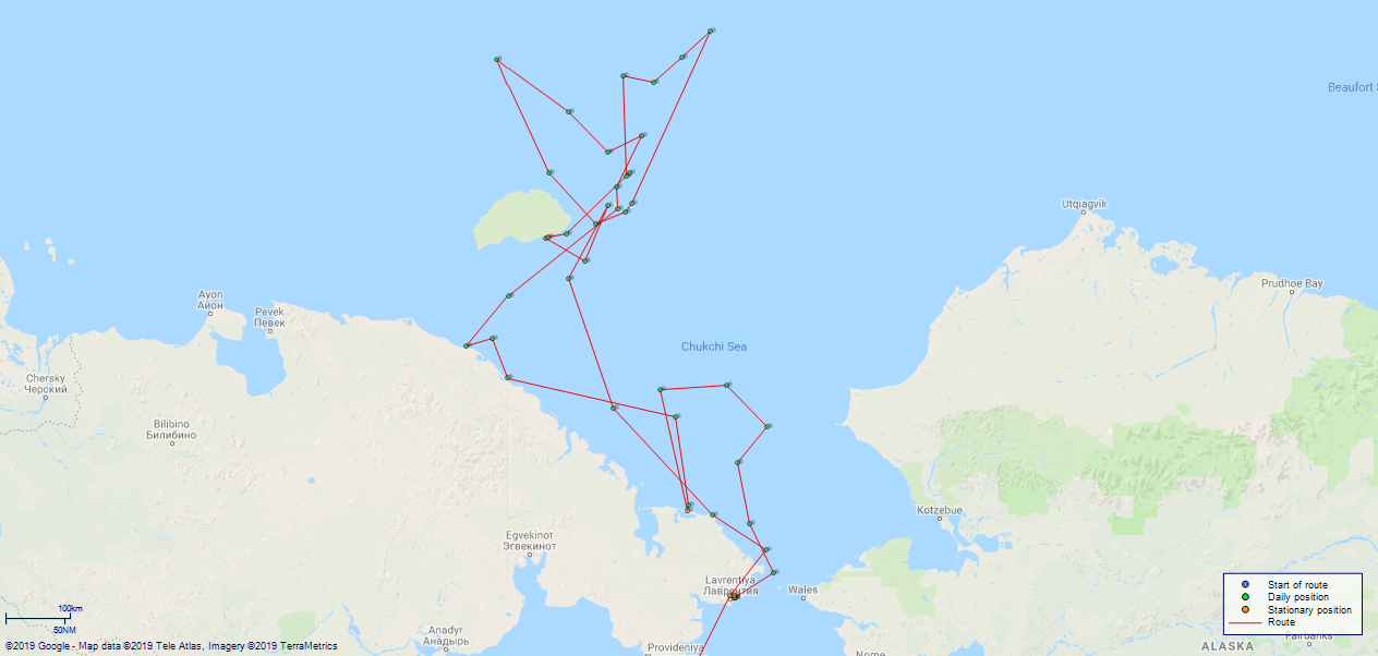 JP map USS Rodgers Chukchi Sea and Wrangel Island