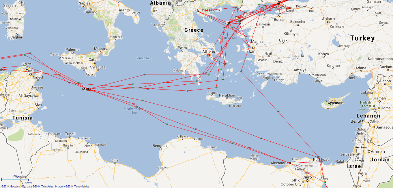 JP map Ark Royal eastern Mediterranean