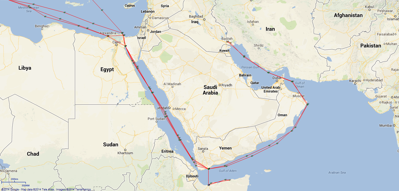 JP map Ark Royal Red Sea/Persian Gulf