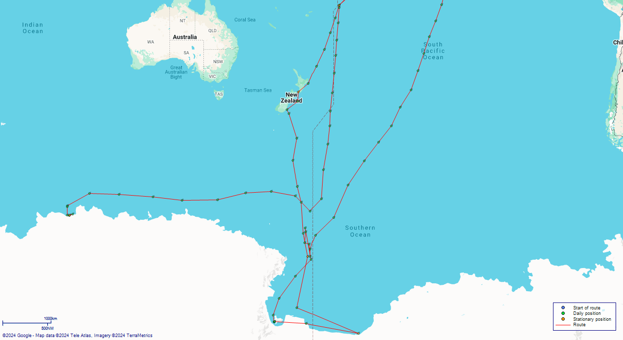 JP map USS Burton Island South Pacific Ocean and Antarctica