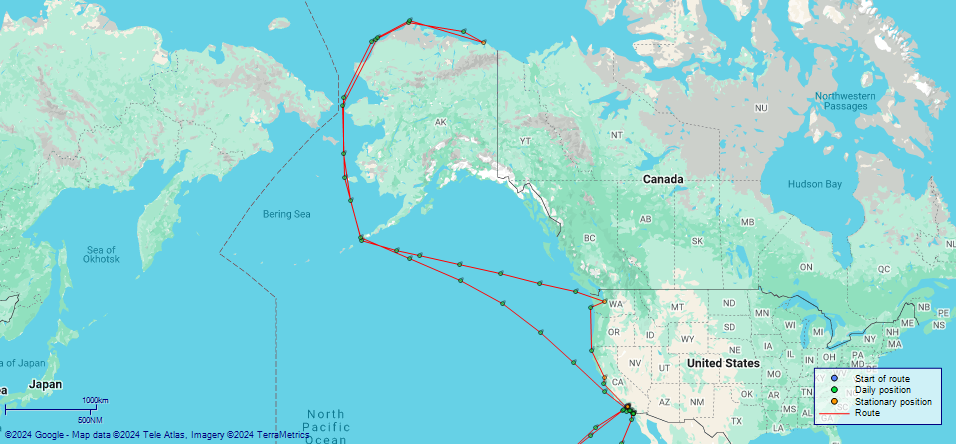 JP map USS Burton Island US West coast and Alaska